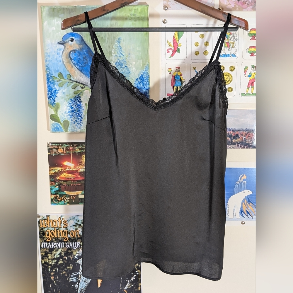 Black Satin Chemise Cami